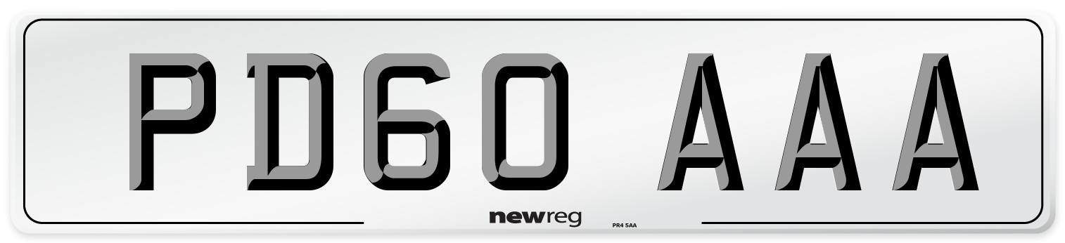 PD60 AAA Number Plate from New Reg